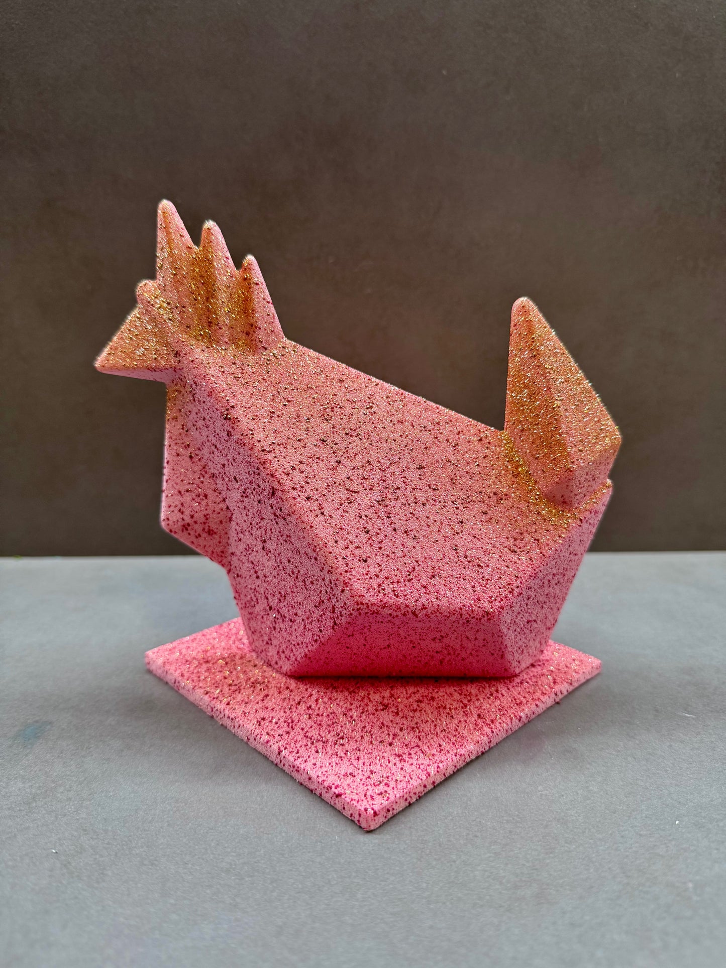 GALLINA ORIGAMI ROSA