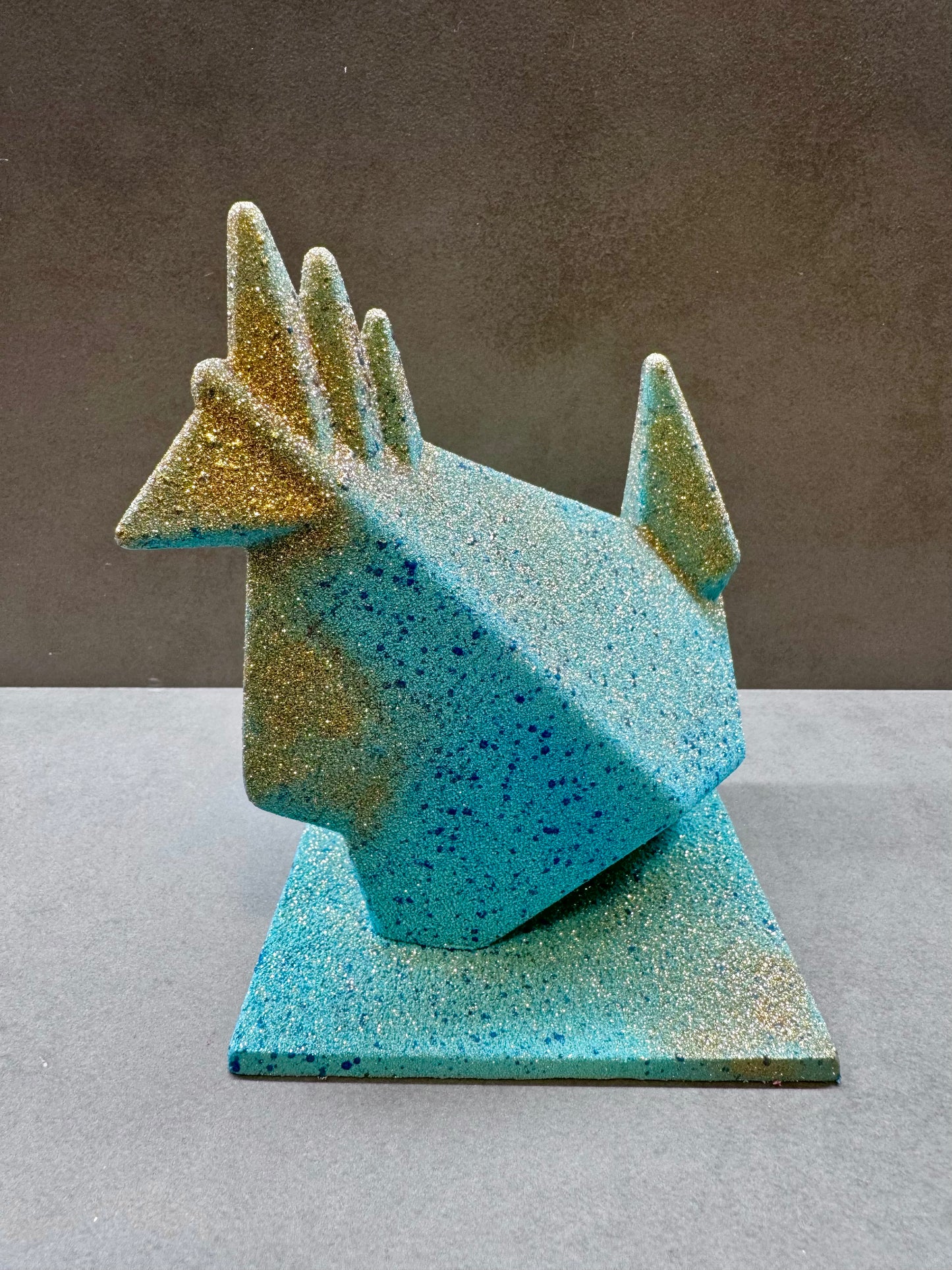 GALLINA ORIGAMI TURQUESA