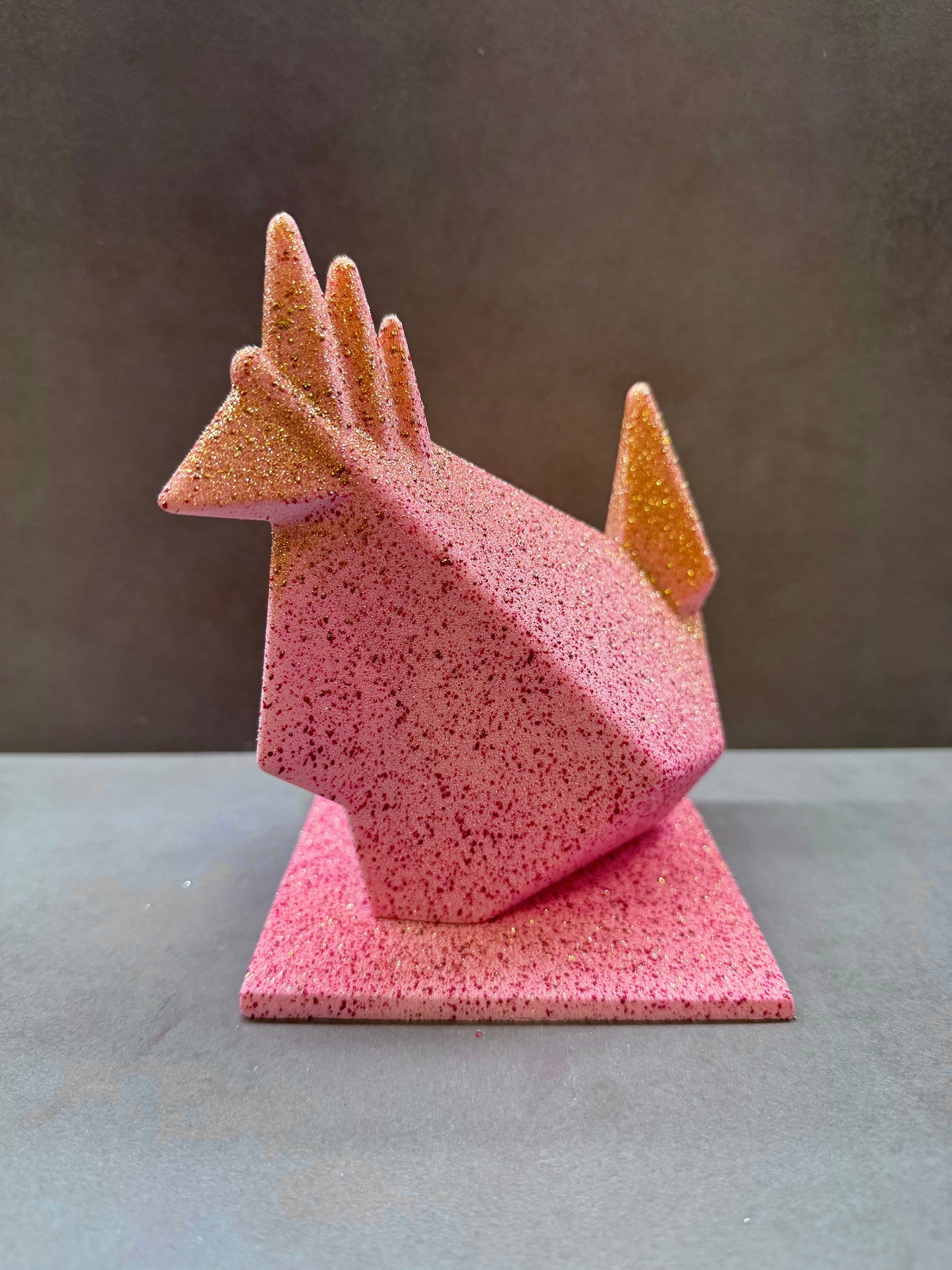 GALLINA ORIGAMI ROSA